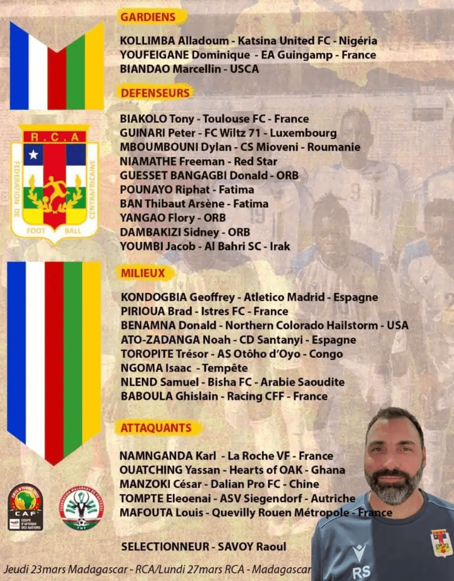 Liste Centrafrique